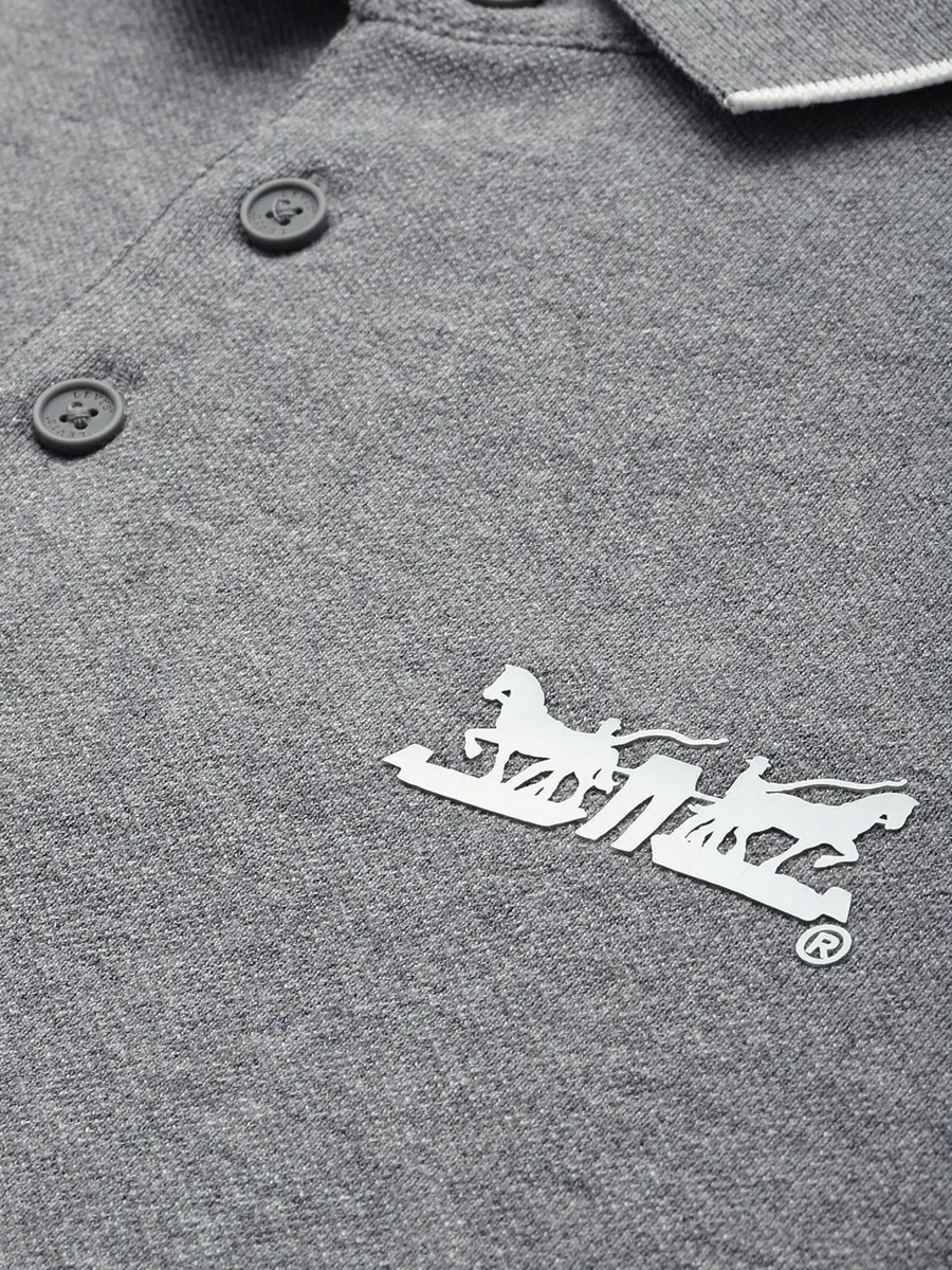 LEVIS plain grey cotton t-shirt with polo neck