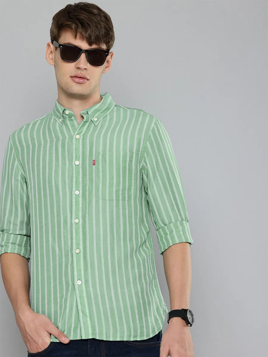 LEVIS stripe light green cotton shirt