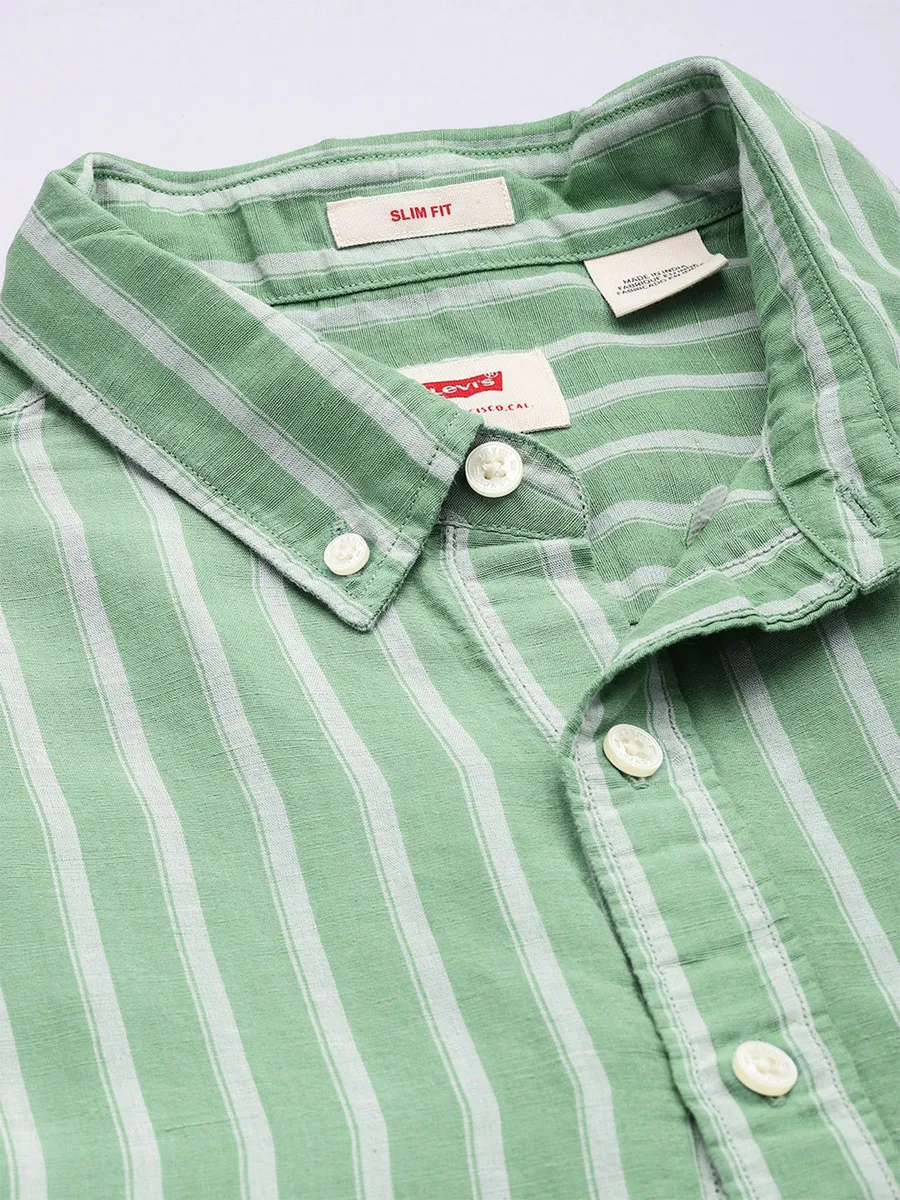 LEVIS stripe light green cotton shirt