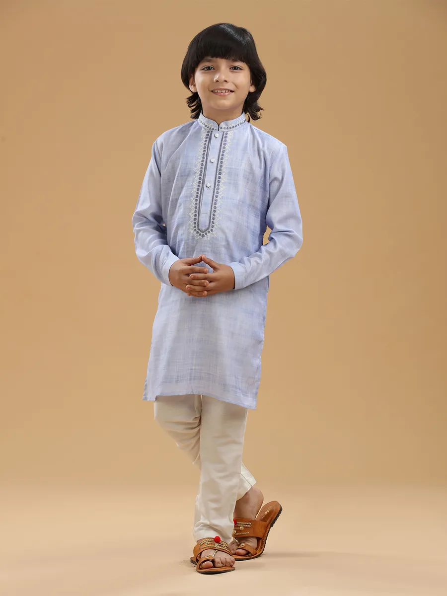 Light blue cotton kurta suit