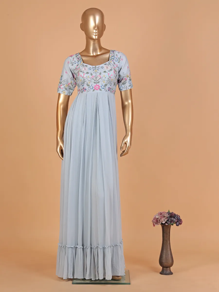 Light blue georgette anarkali suit with dupatta