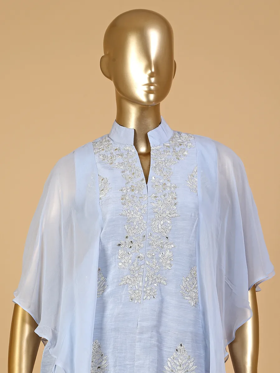 Light blue silk sharara suit