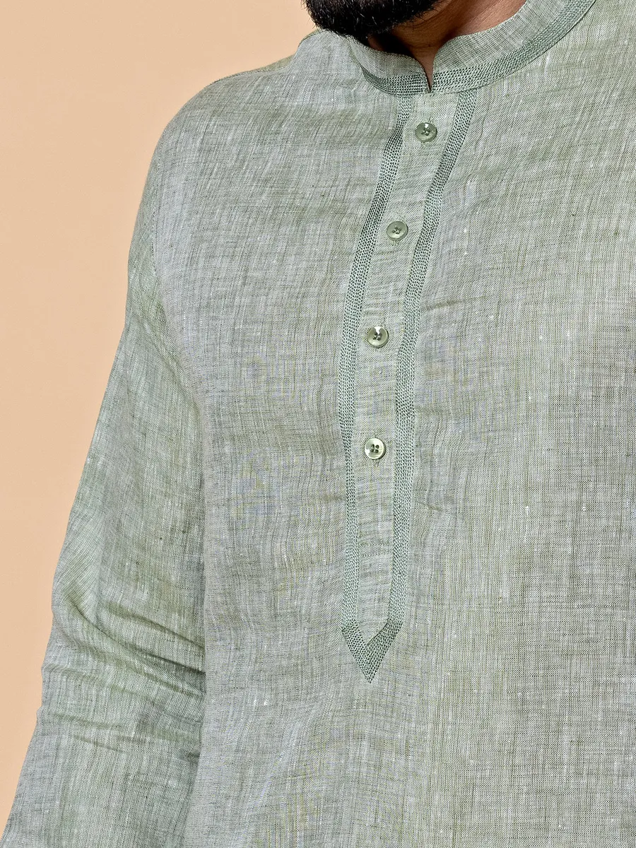 Light green linen kurta set for festive