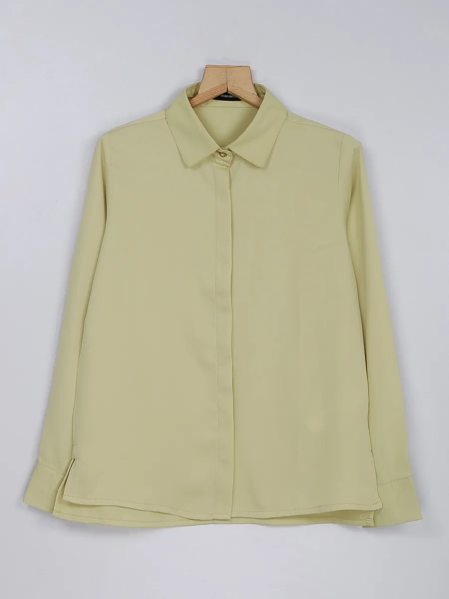 Light green plain casual shirt