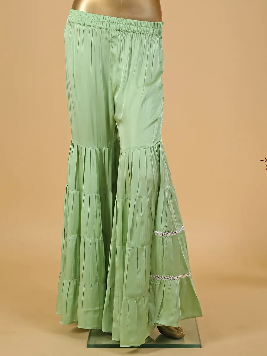 Light green silk sharara suit