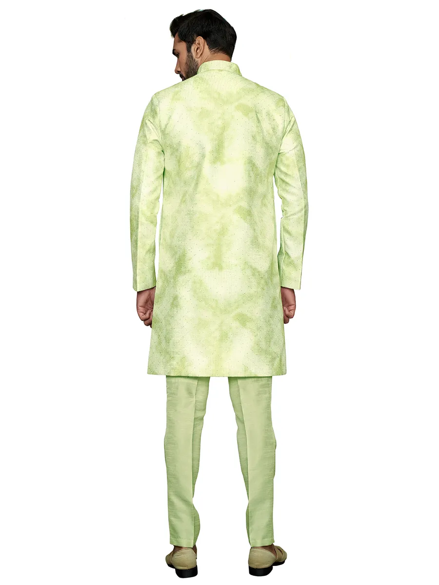 Light green silk wedding indowestern