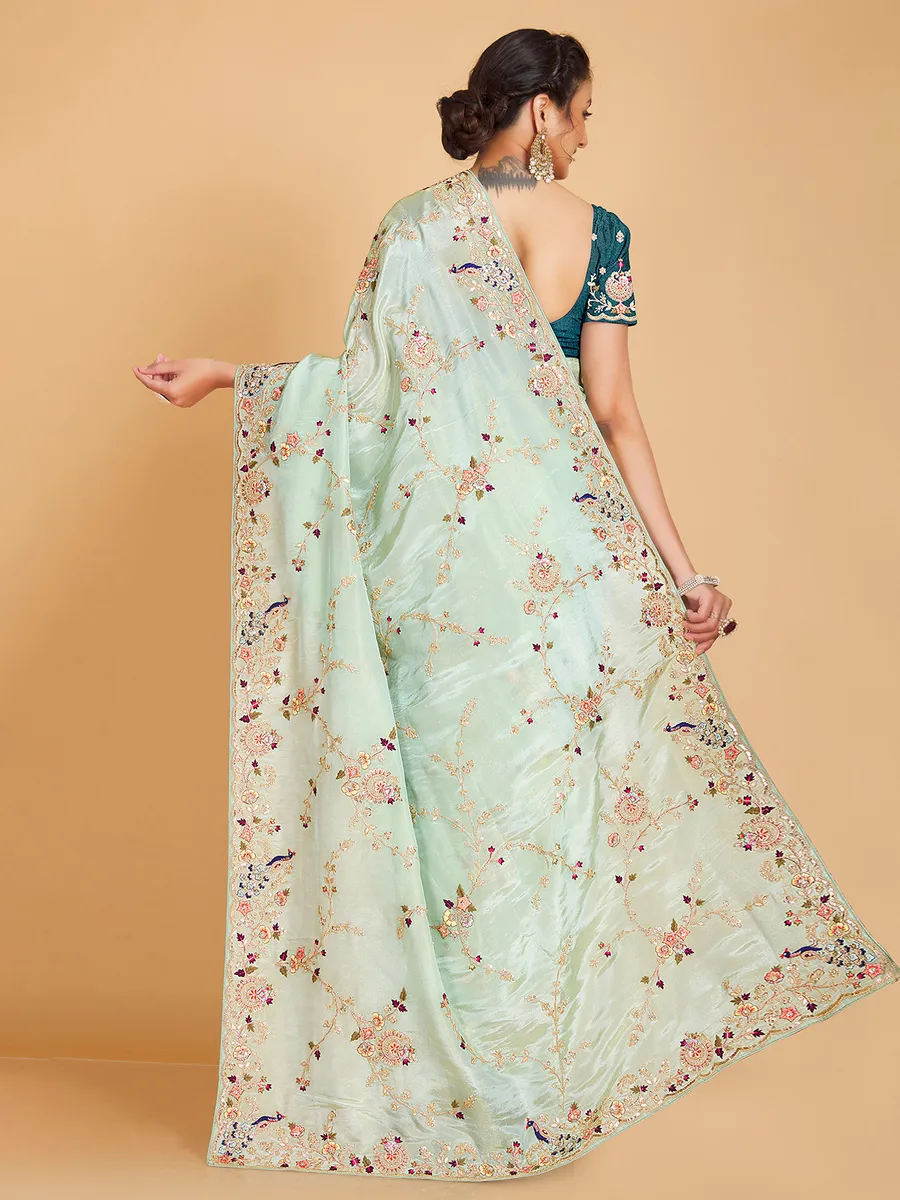 Light green silk wedding saree