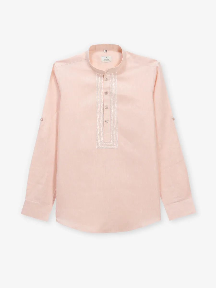 Light peach cotton kurta style shirt
