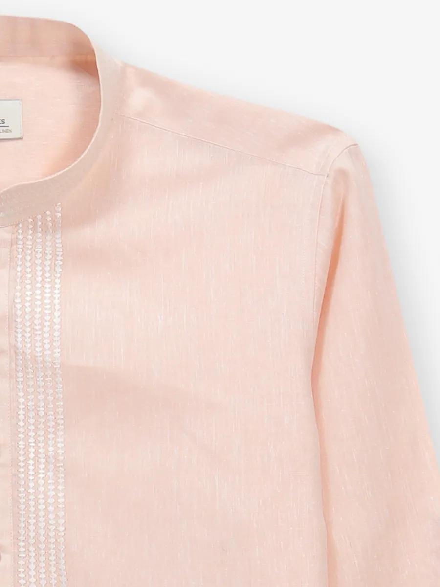 Light peach cotton kurta style shirt
