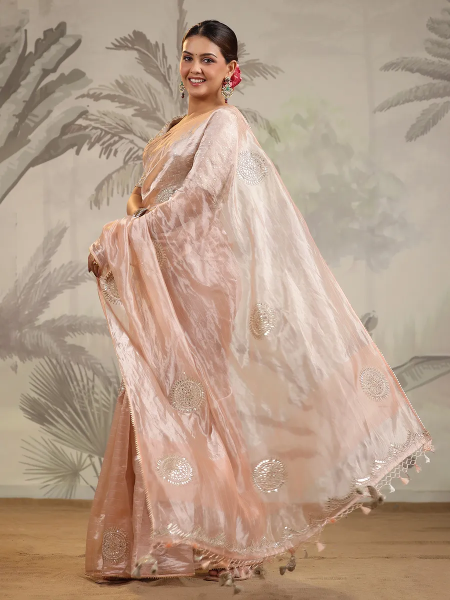 Light peach organza saree