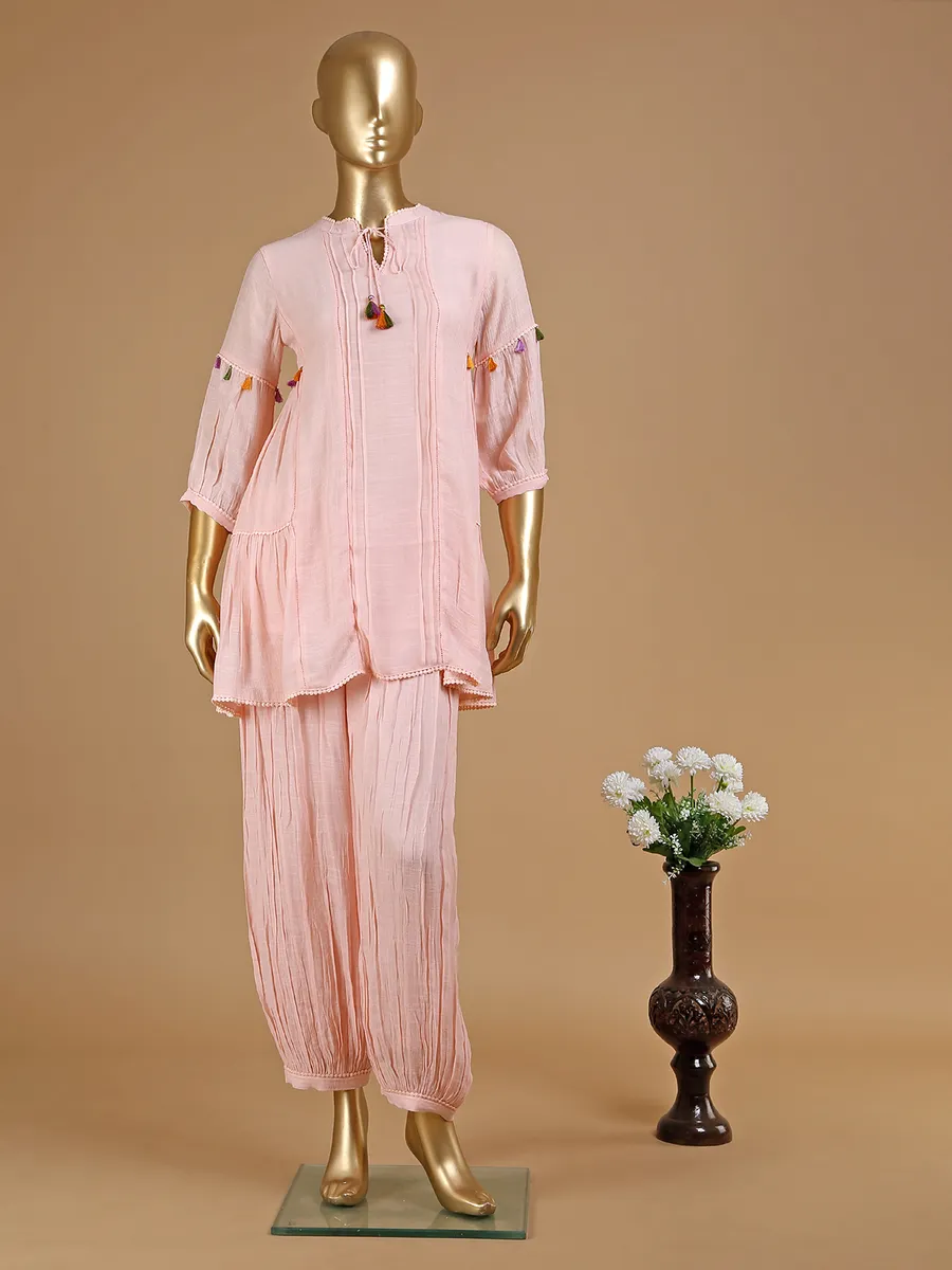 Light pink cotton kurti with salwar