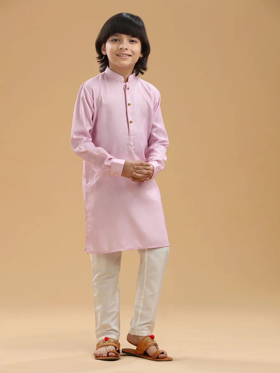 Light pink linen kurta suit
