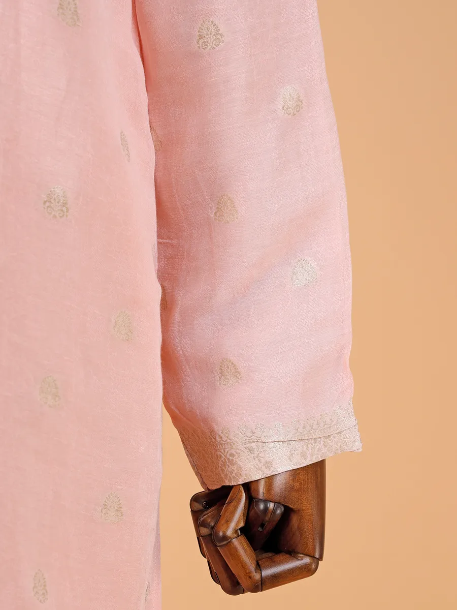 Light pink linen kurta suit for festive