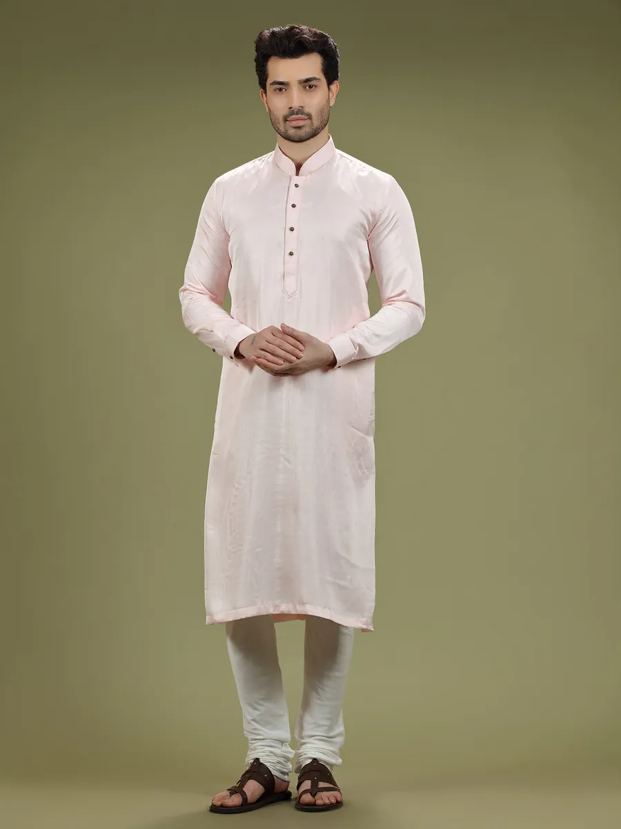 Light pink silk festive  Men Kurta pajama