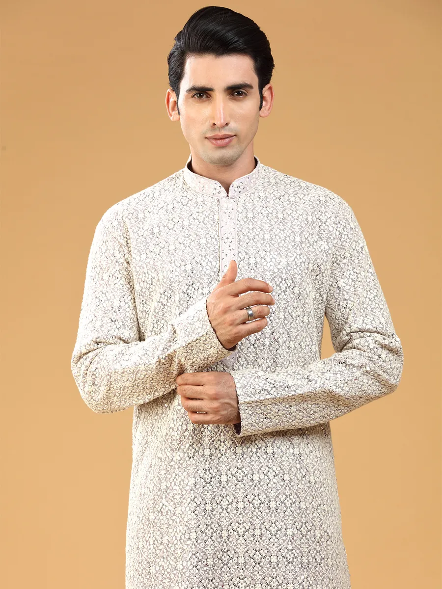 Light purple georgette  Men Kurta pajma for festive