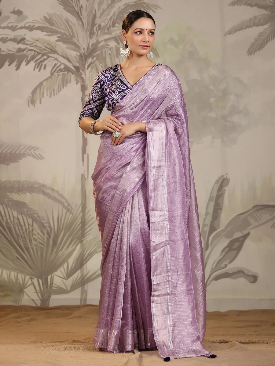 Light purple saree in organza