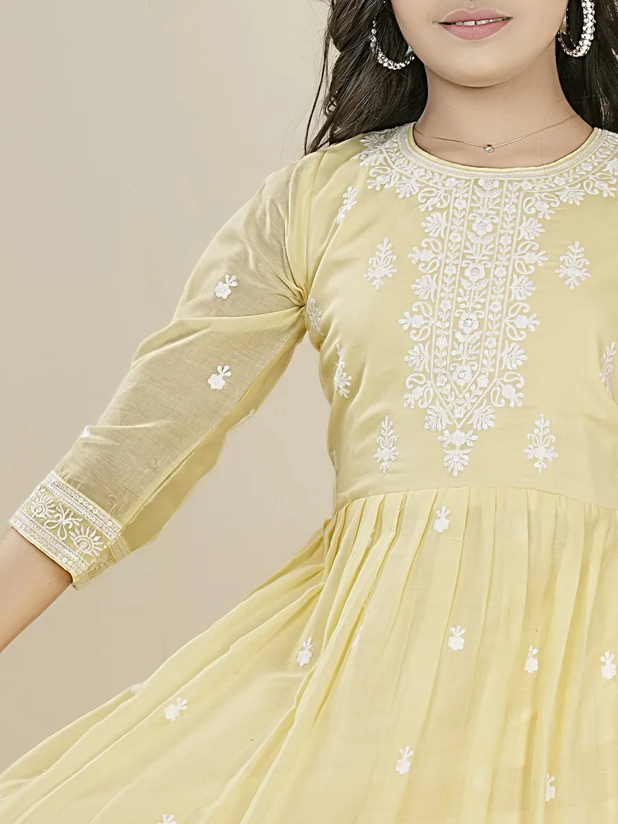 Light yellow pakistani palazzo salwar suit