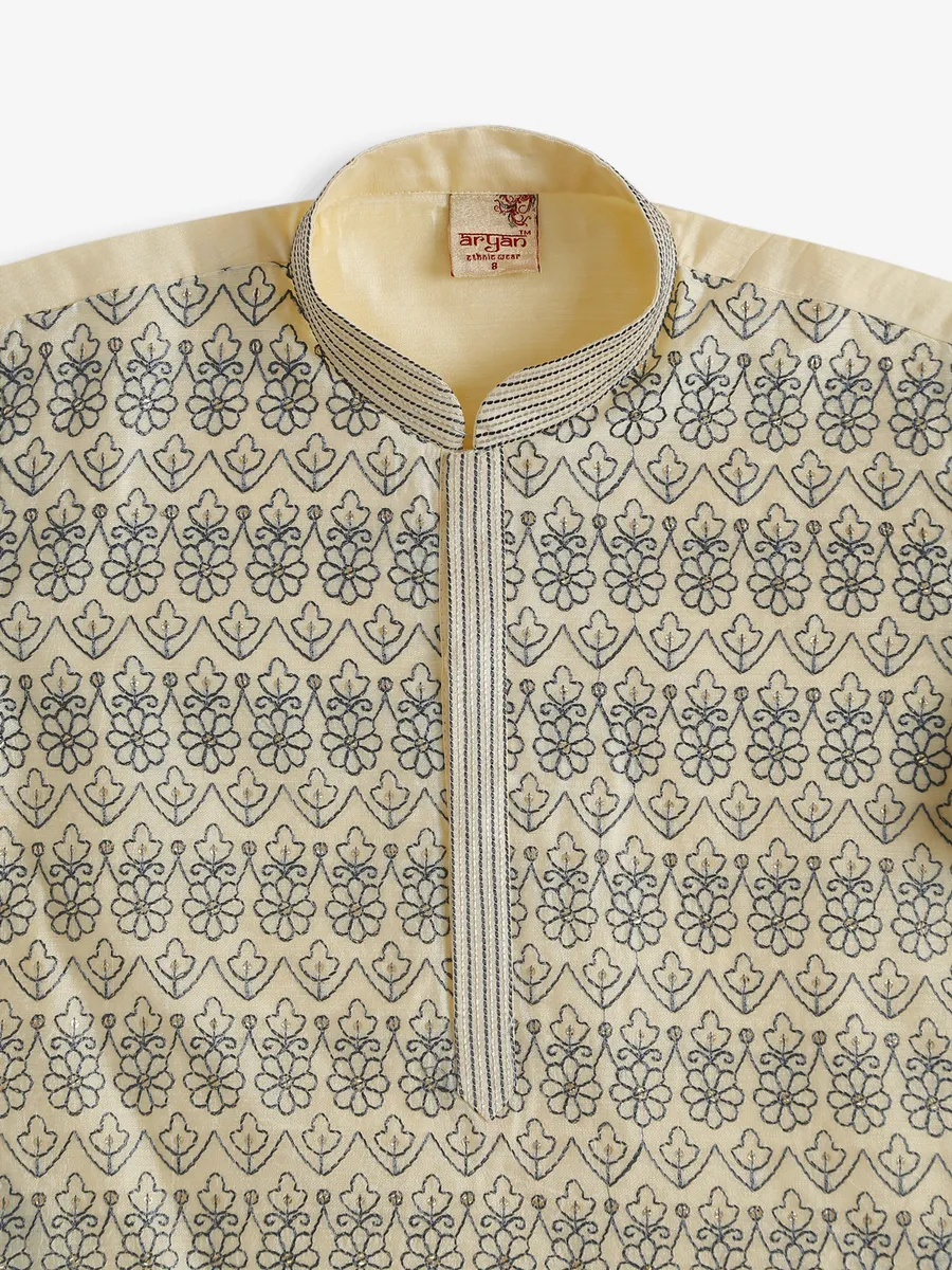 Light yellow silk kurta suit for festive