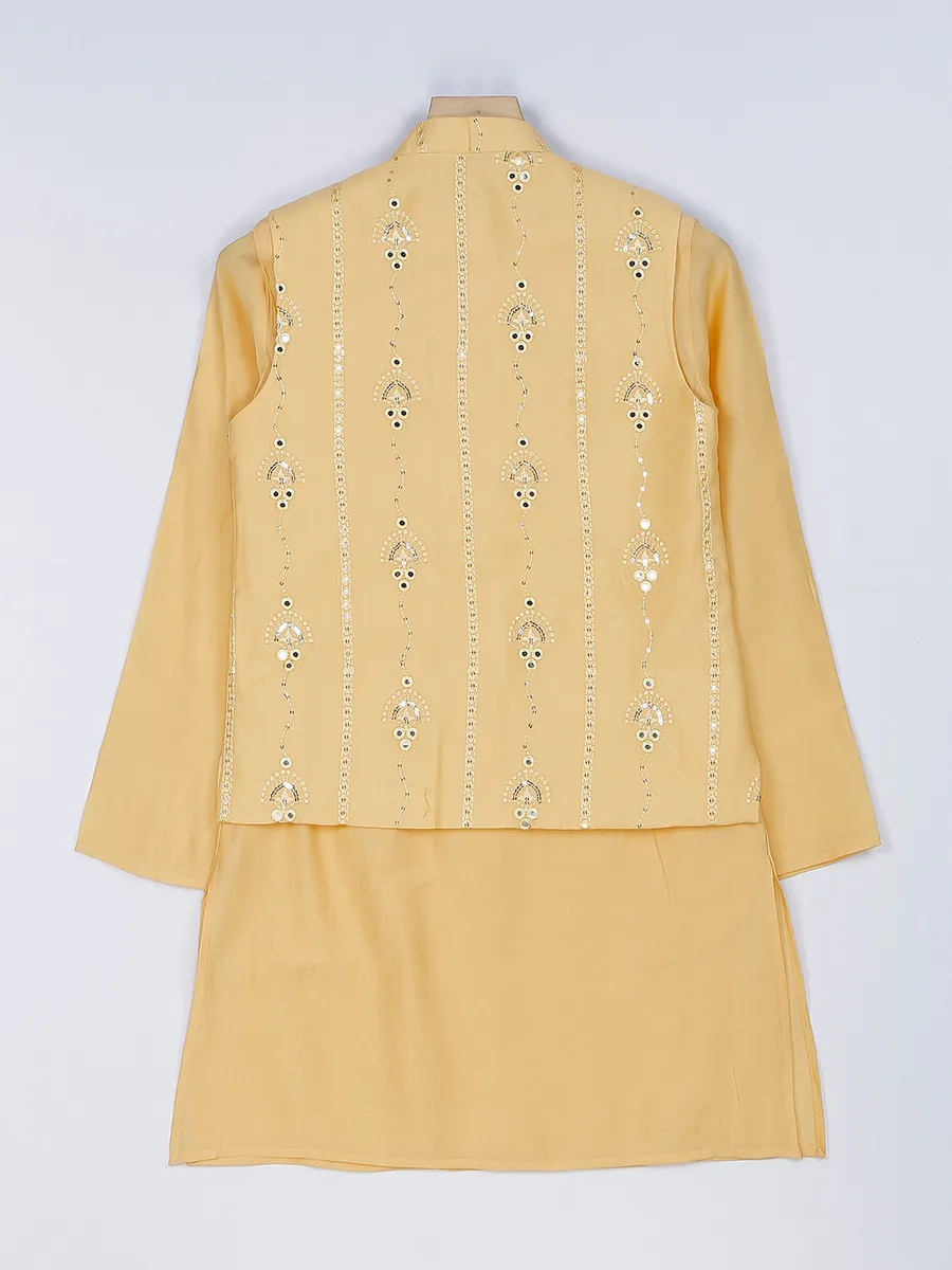 Light yellow silk waistcoat set for boys