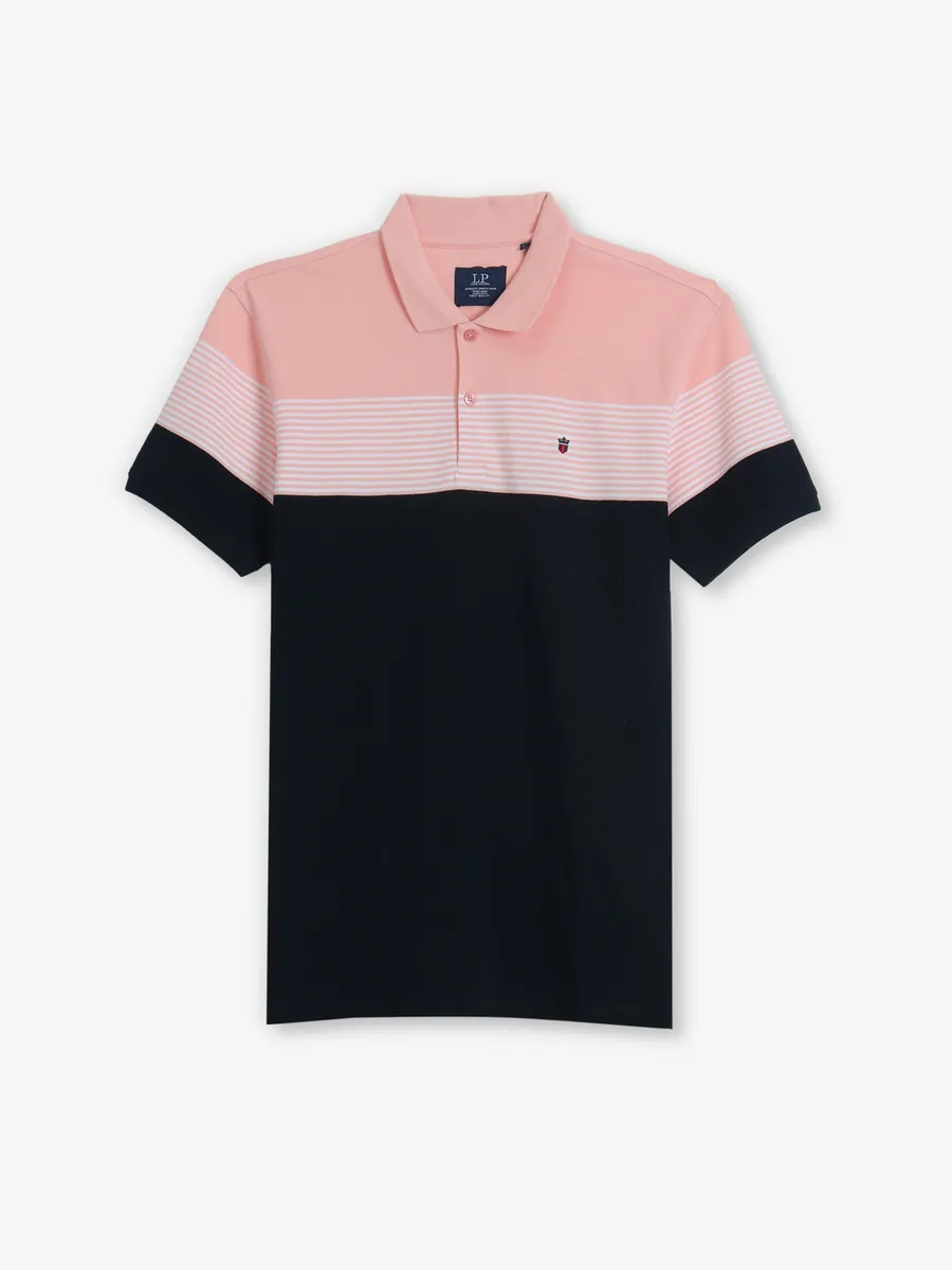 LOUIS PHILIPPE black cotton polo t-shirt