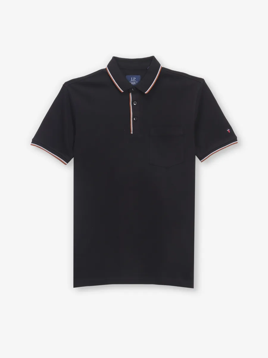 LOUIS PHILIPPE black plain t-shirt in cotton