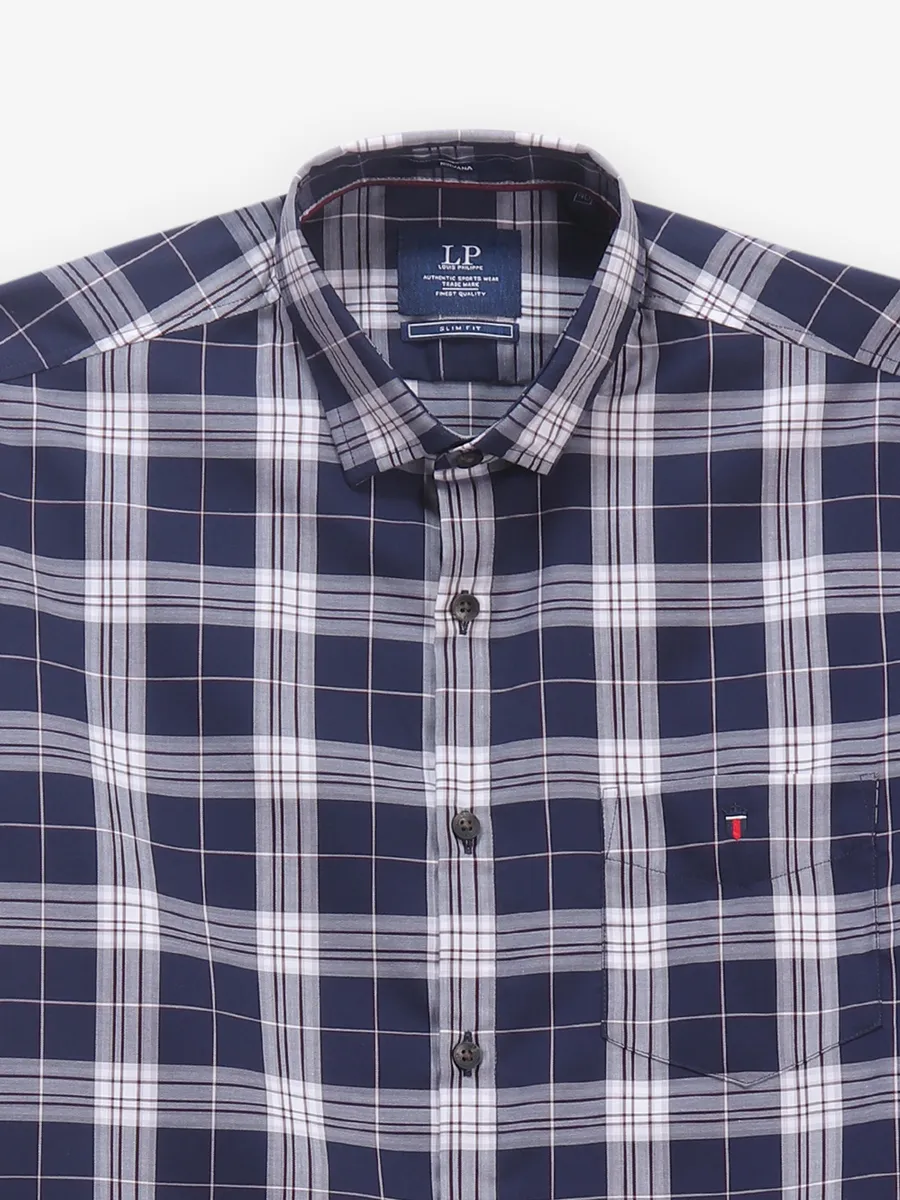 LOUIS PHILIPPE blue check shirt