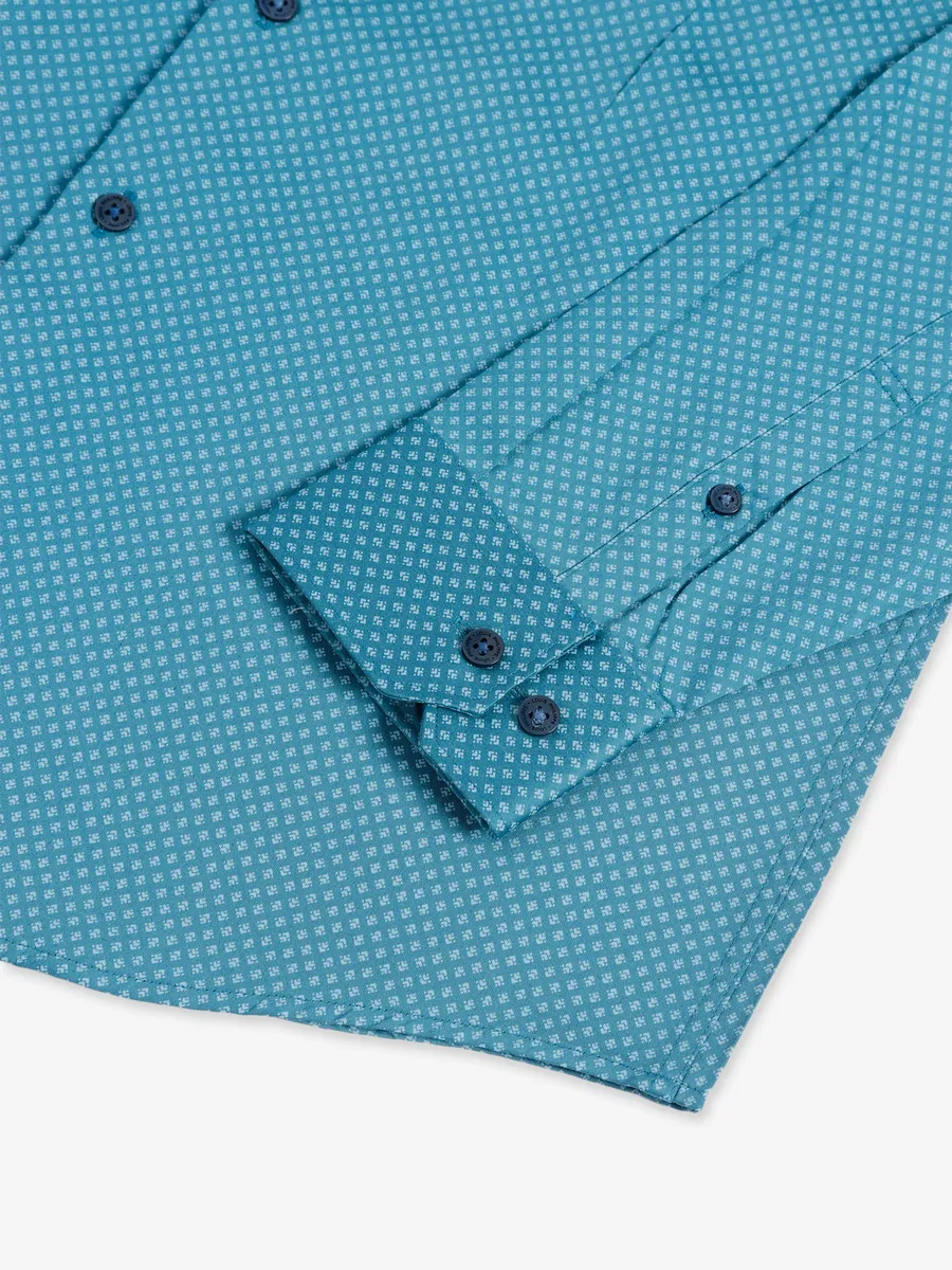 Louis Philippe blue cotton printed shirt
