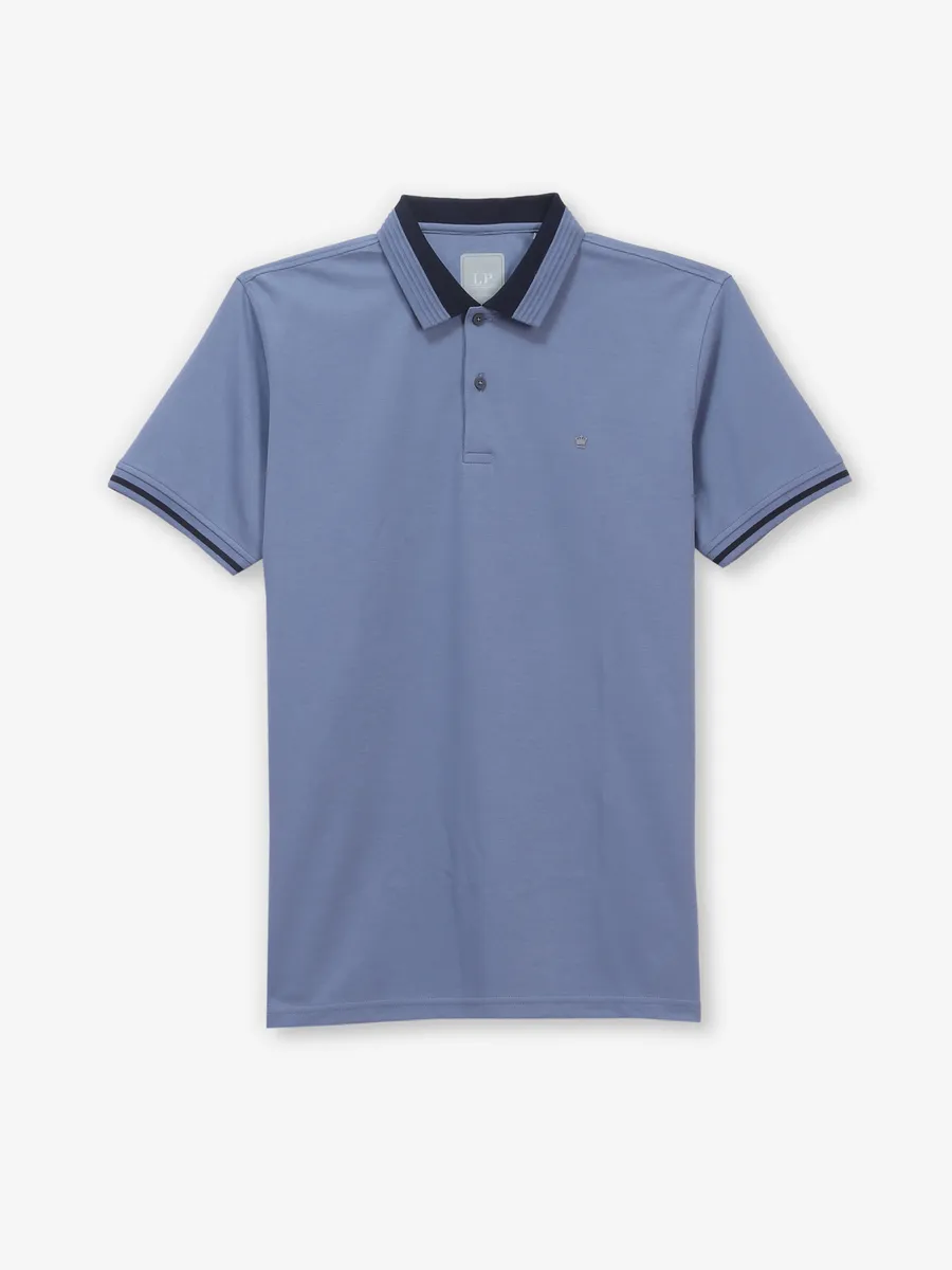 LOUIS PHILIPPE blue printed cotton polo t-shirt