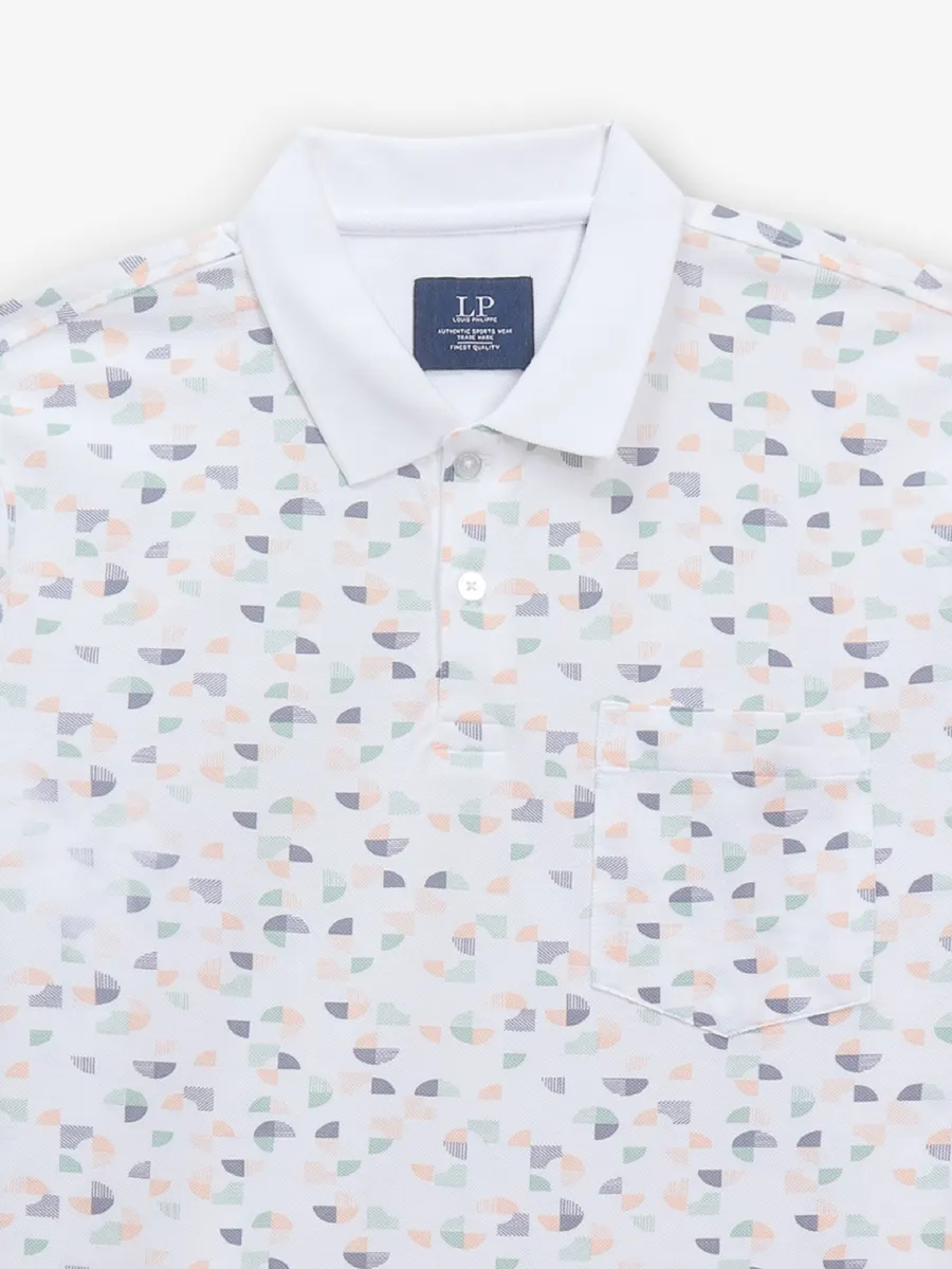 LOUIS PHILIPPE casual  white printed cotton t-shirt