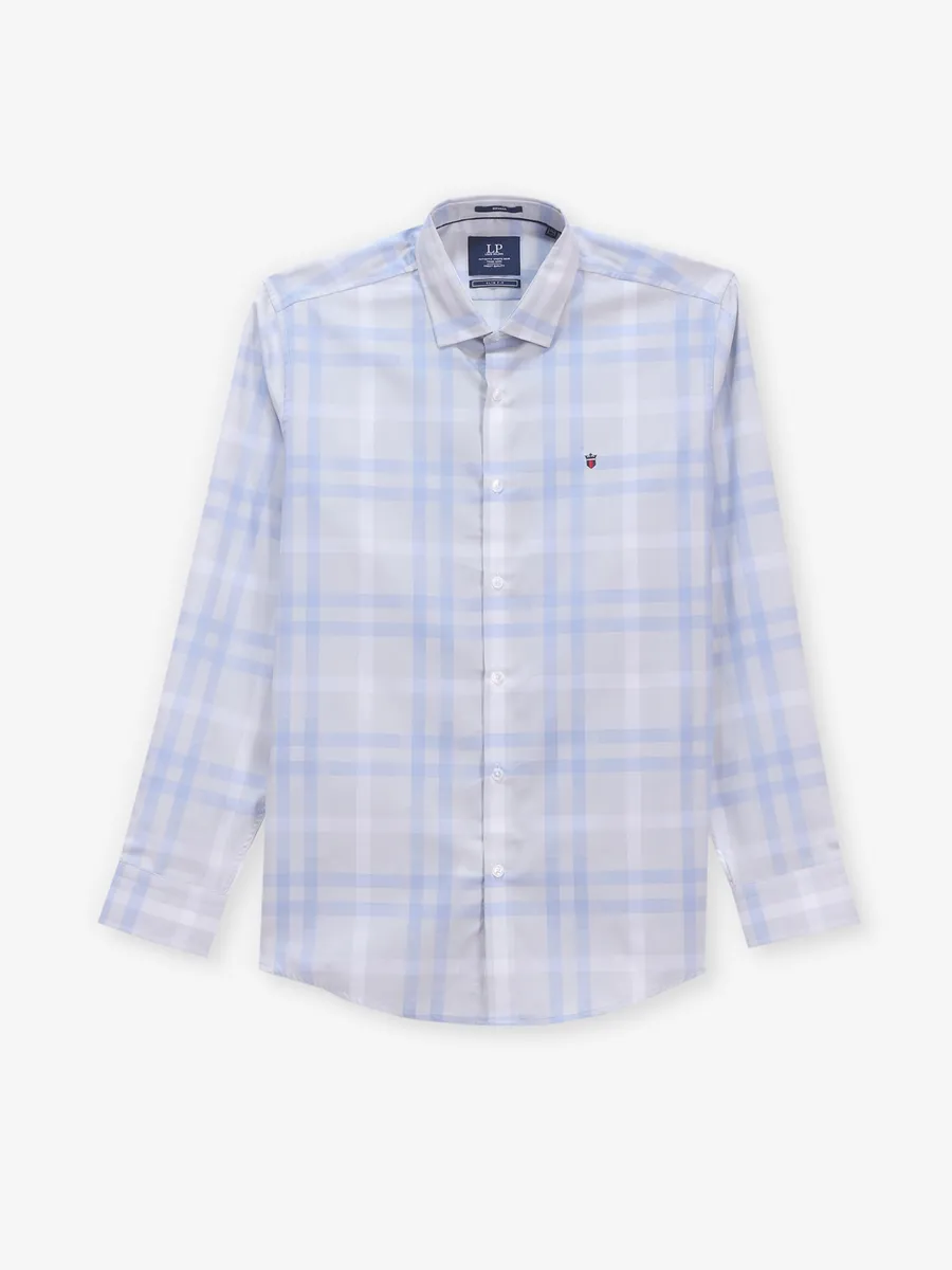 LOUIS PHILIPPE check white and blue casual shirt