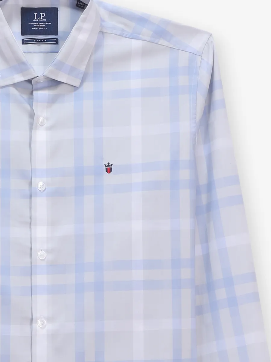 LOUIS PHILIPPE check white and blue casual shirt