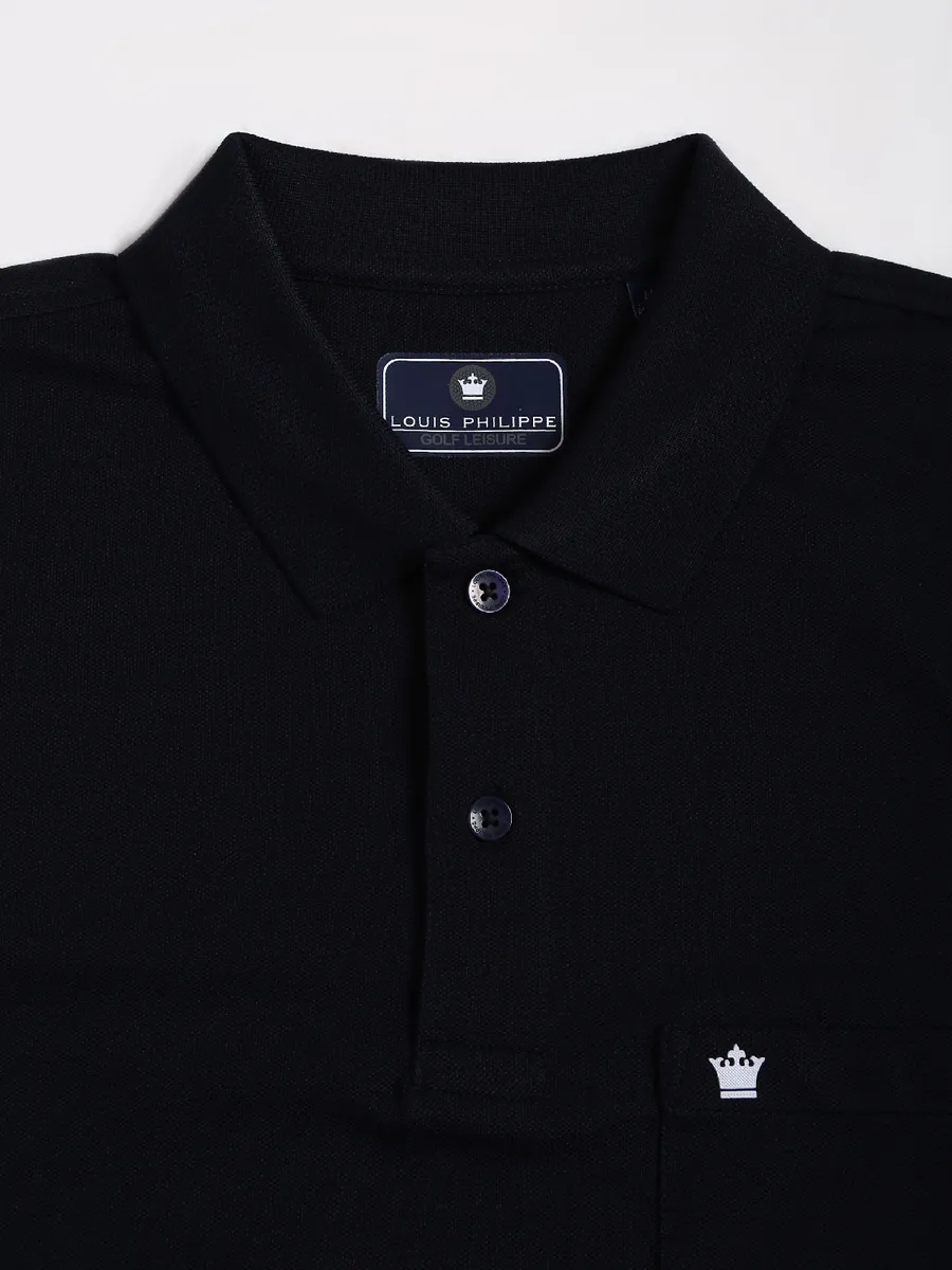 Louis Philippe cotton dark navy plain t shirt