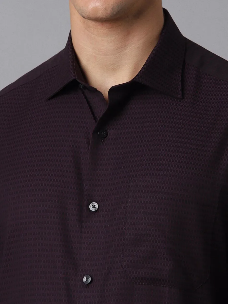 LOUIS PHILIPPE dark purple texture cotton shirt