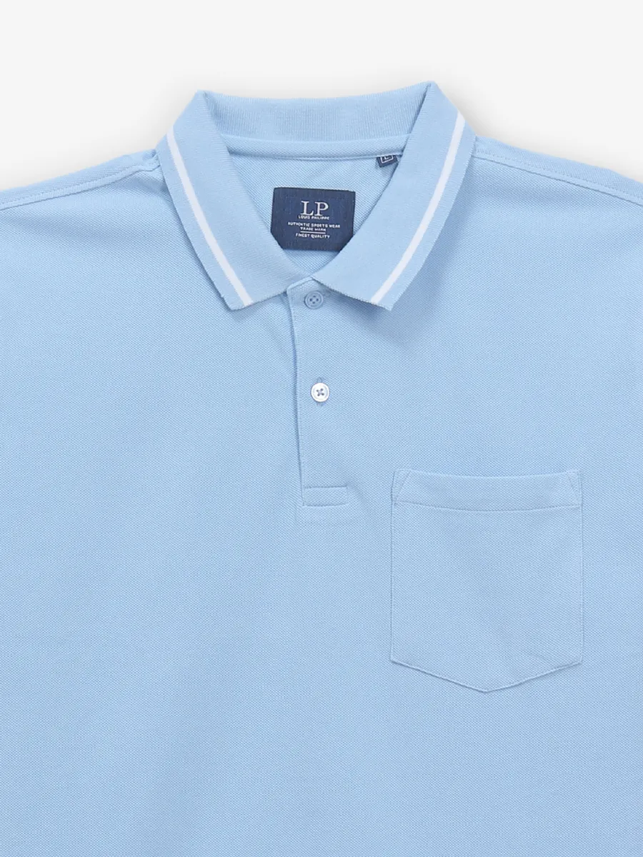LOUIS PHILIPPE light blue cotton t-shirt for men