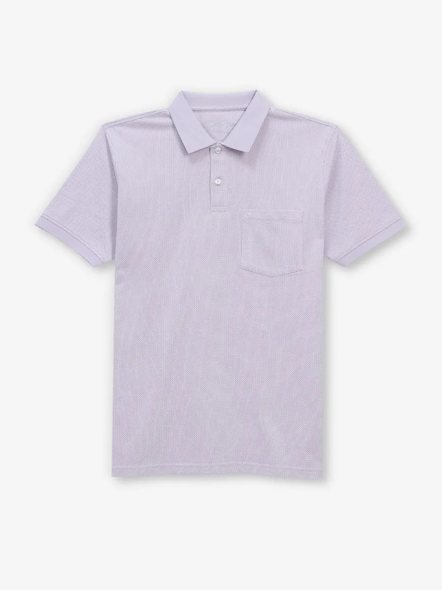 LOUIS PHILIPPE light purple textured cotton t-shirt