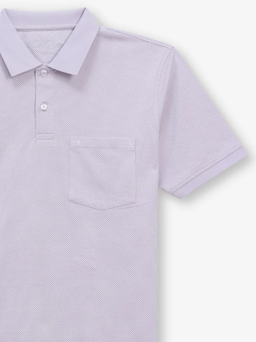 LOUIS PHILIPPE light purple textured cotton t-shirt