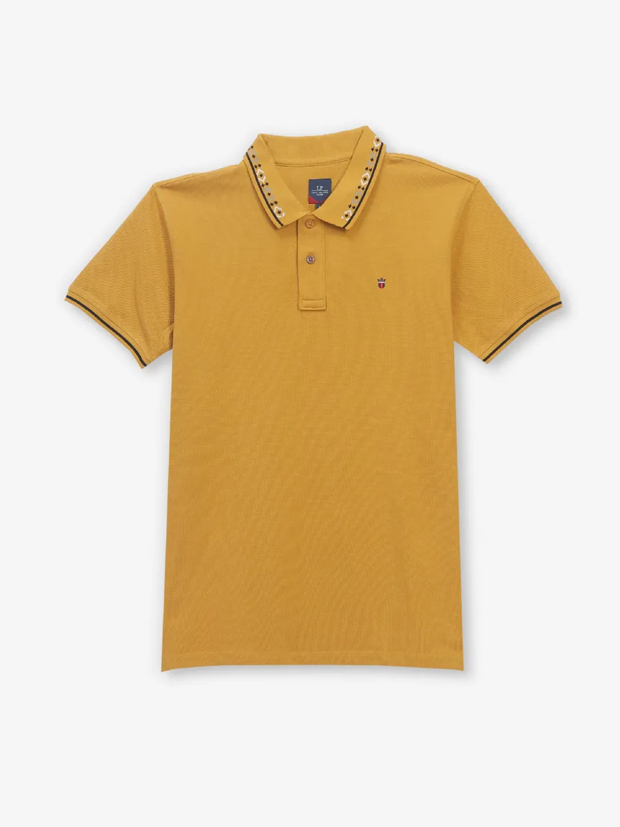 LOUIS PHILIPPE mustard yellow cotton t-shirt