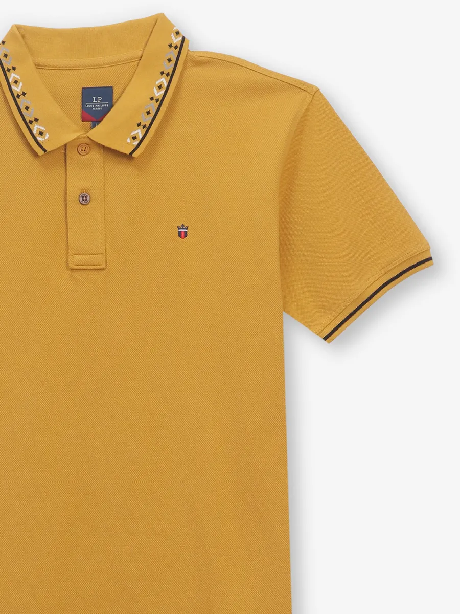 LOUIS PHILIPPE mustard yellow cotton t-shirt