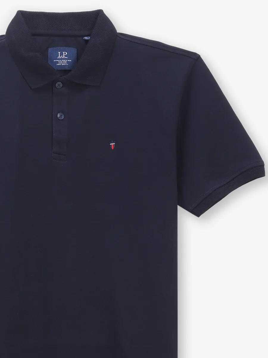 LOUIS PHILIPPE navy blue cotton polo t-shirt