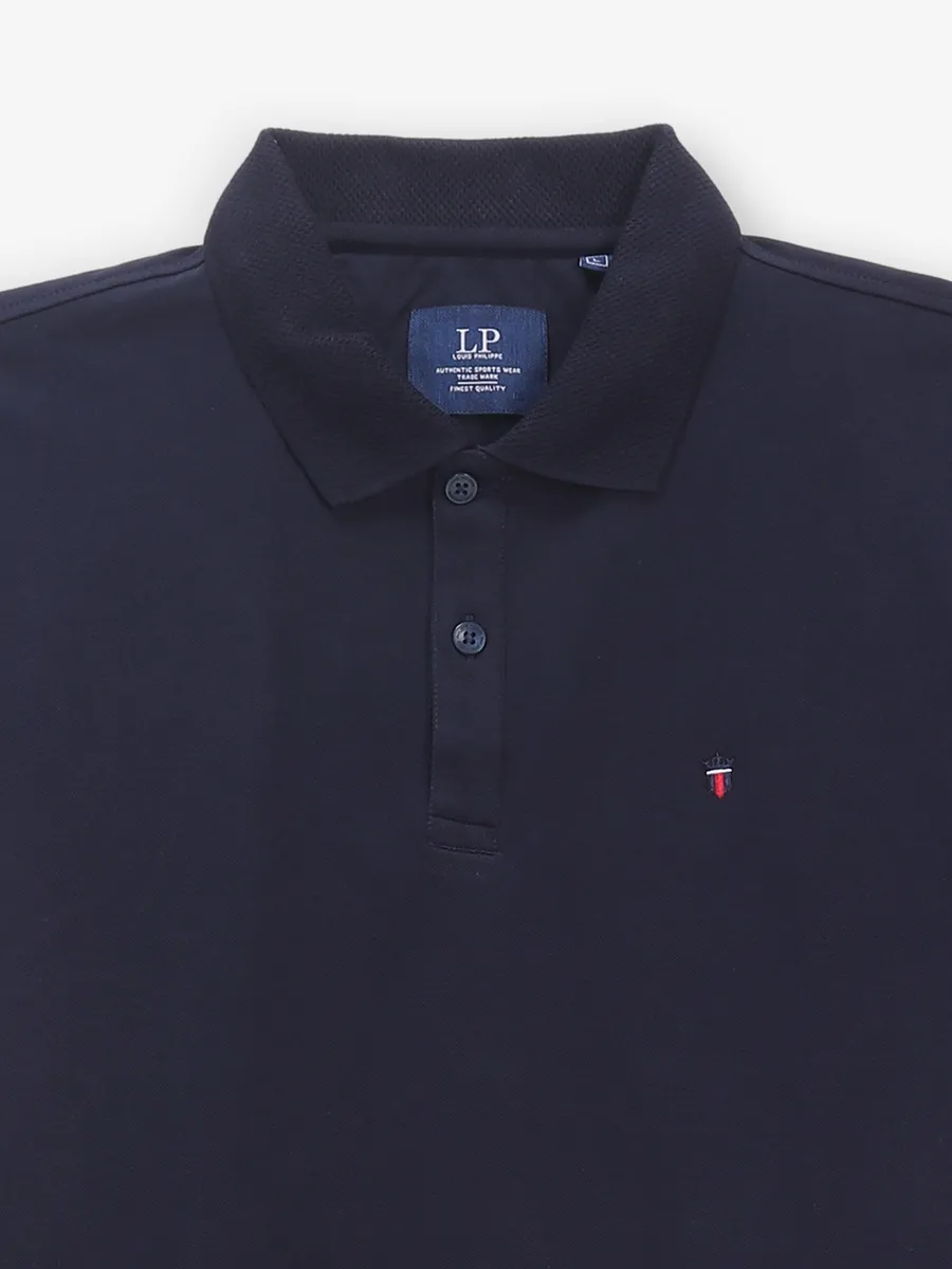 LOUIS PHILIPPE navy blue cotton polo t-shirt