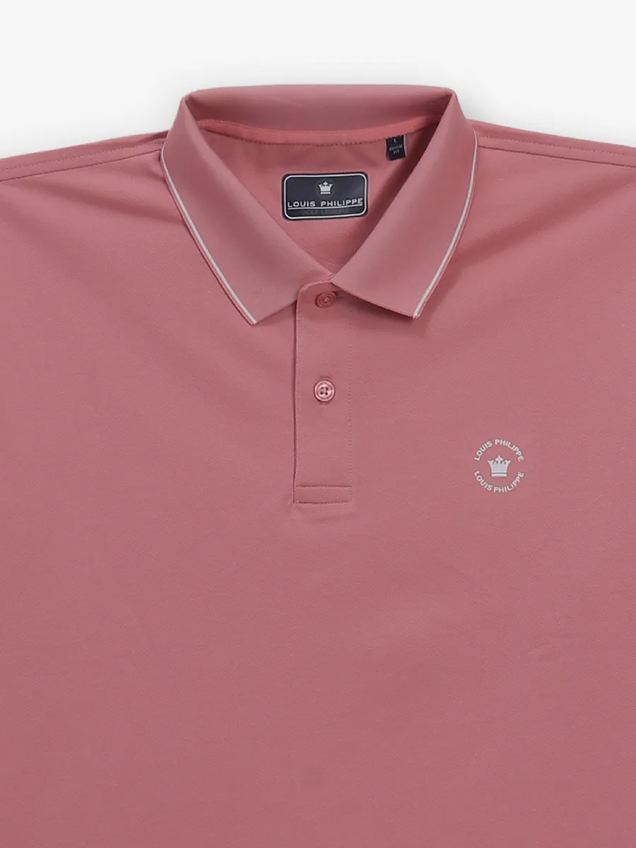LOUIS PHILIPPE pink cotton textured t-shirt