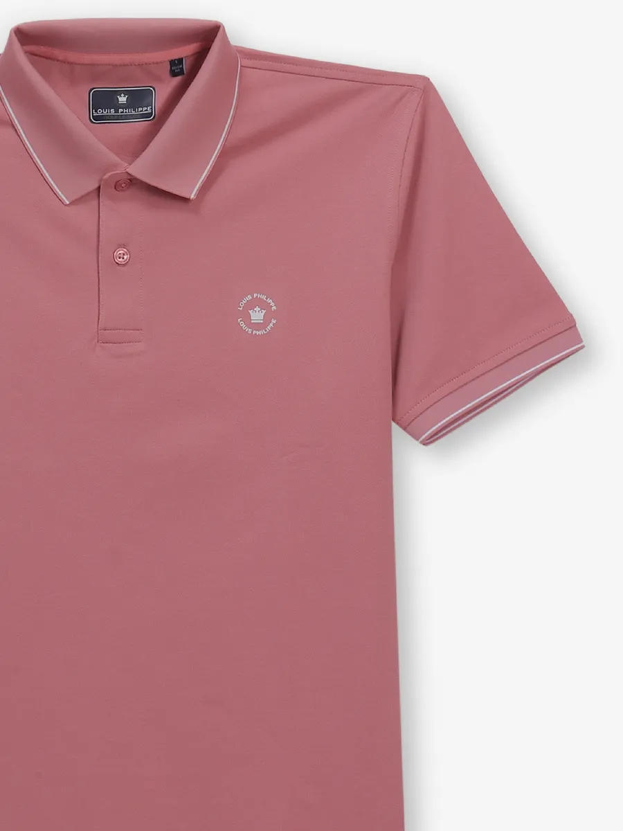 LOUIS PHILIPPE pink cotton textured t-shirt