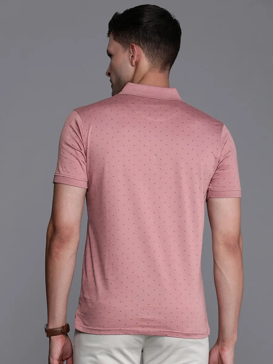 LOUIS PHILIPPE pink printed cotton t-shirt