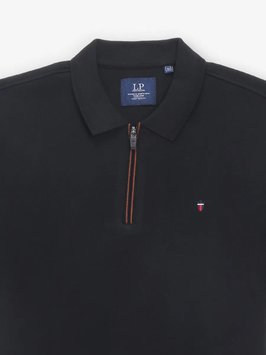 LOUIS PHILIPPE plain black cotton t-shirt