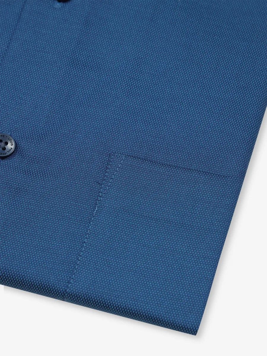 LOUIS PHILIPPE plain blue cotton shirt
