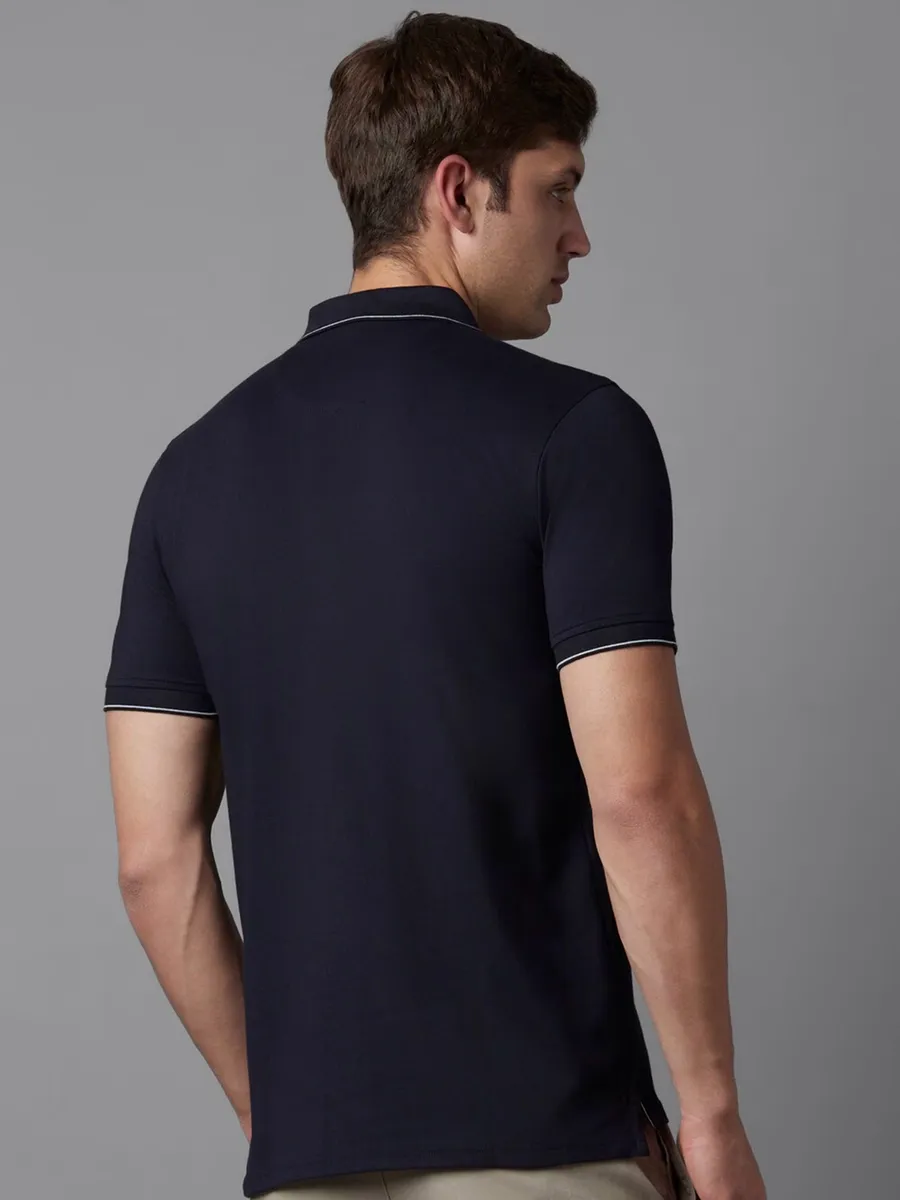 LOUIS PHILIPPE plain navy cotton t-shirt