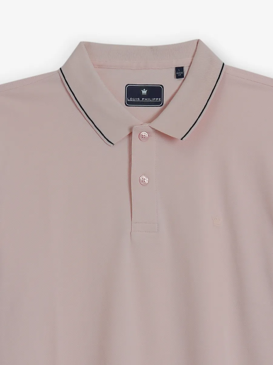 LOUIS PHILIPPE plain peach cotton t-shirt
