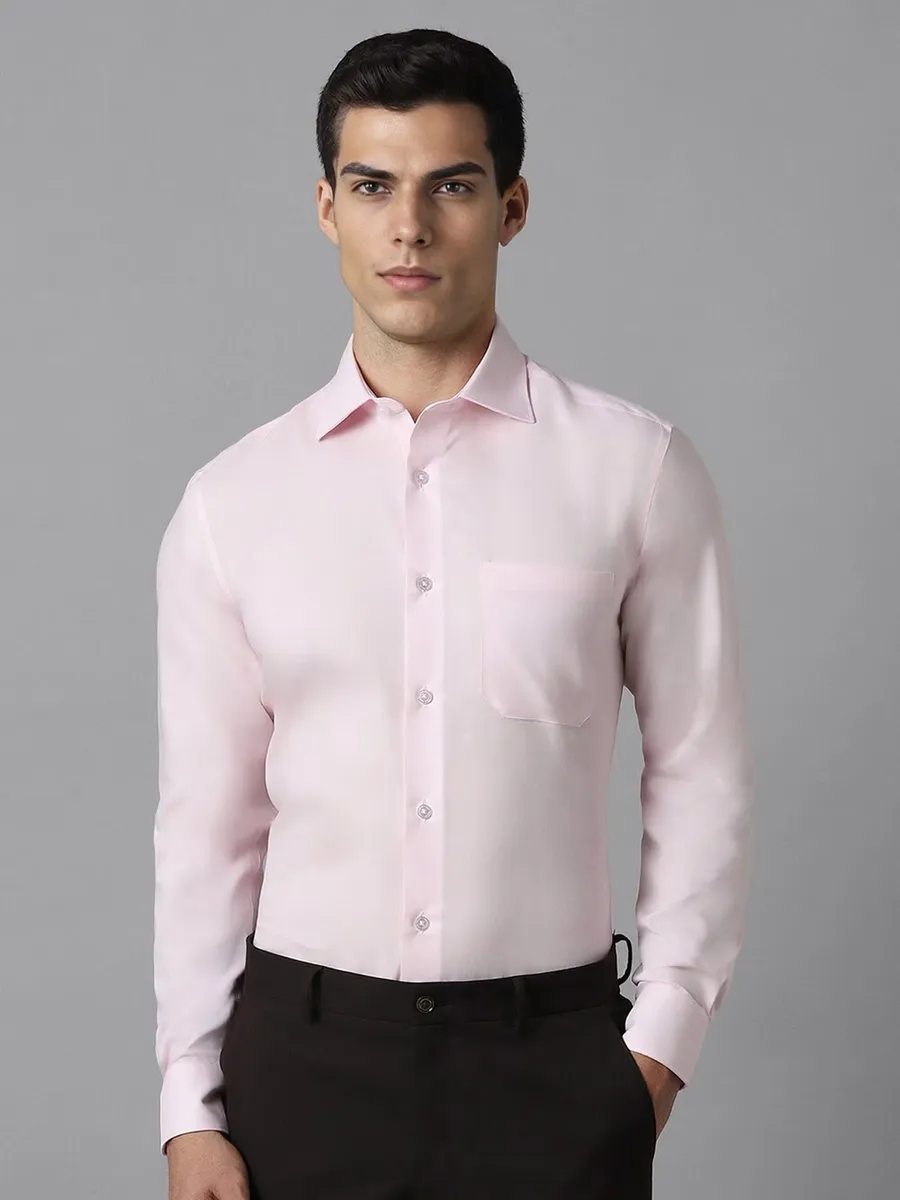 LOUIS PHILIPPE plain pink cotton shirt