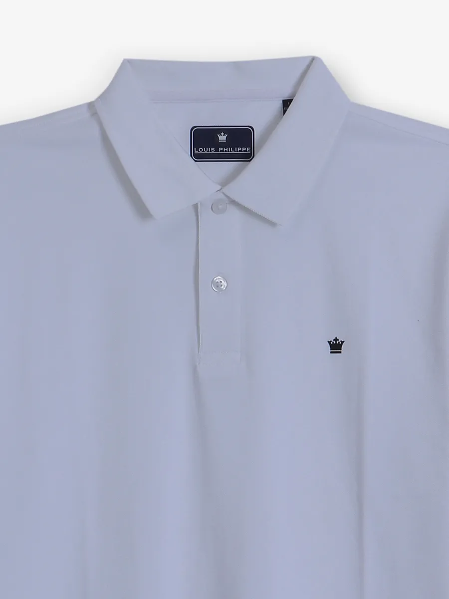 LOUIS PHILIPPE plain white cotton polo t-shirt
