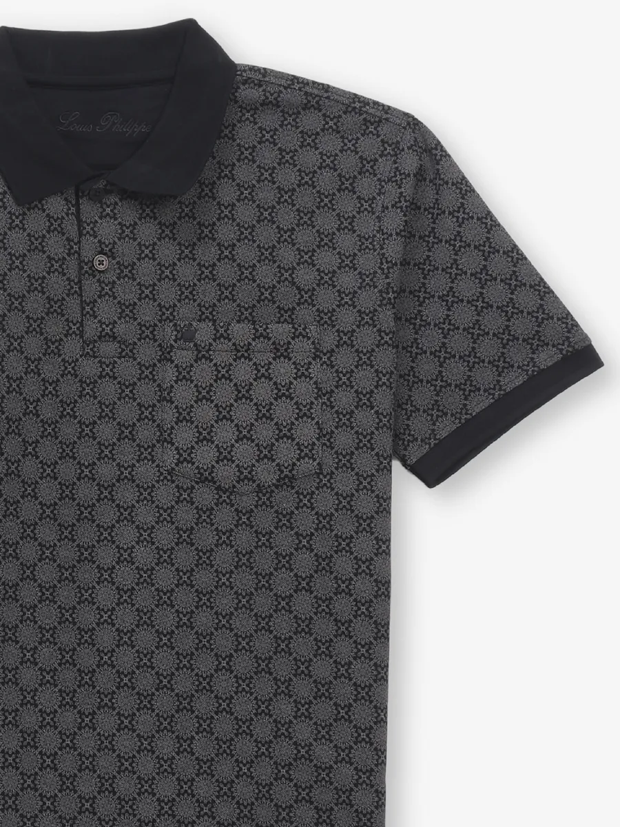 LOUIS PHILIPPE printed black cotton t-shirt